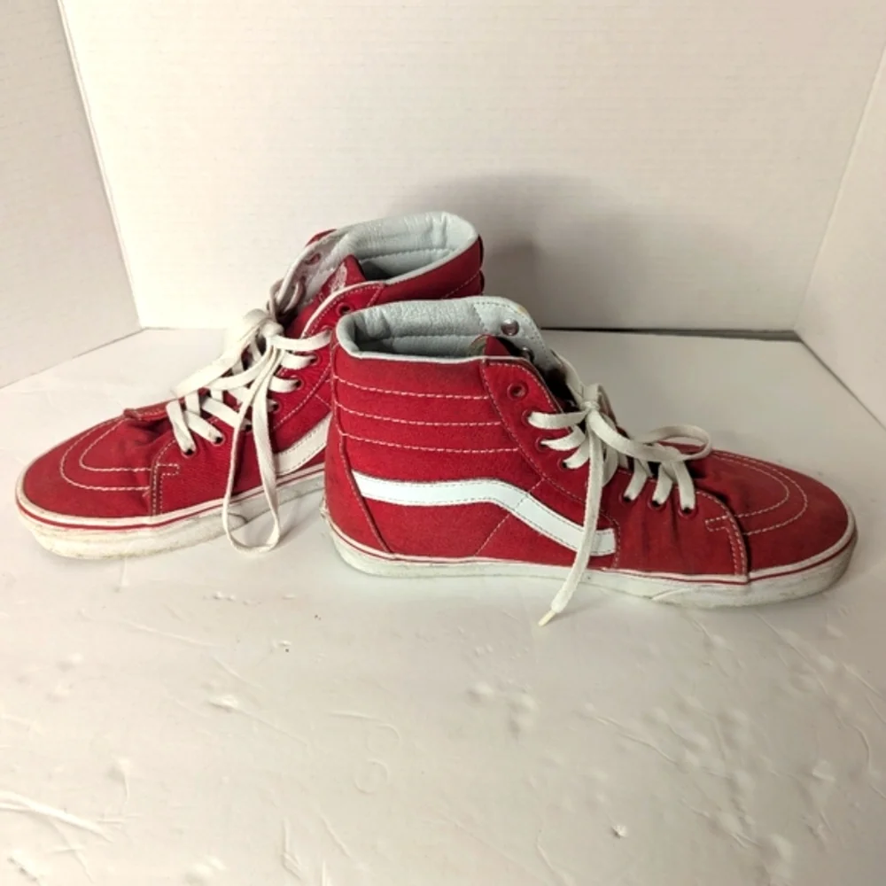 Vans Off The Wall Old Skool 721356 Red & White Hi Top Sneakers, Size 9Men's - Picture 5 of 12